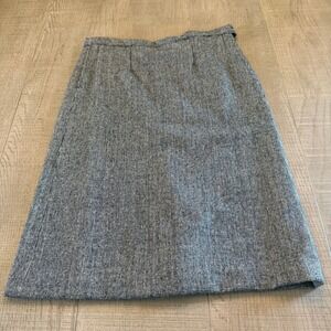 Pendleton Petite Wool Skirt Gray Houndstooth Midi A-Line Made in USA Size 6